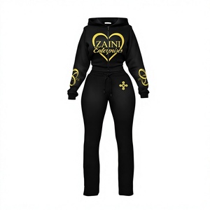 ZAINI Premium 350grams 100% Cotton Blue Pink Men Winter Streetwear Breathable Custom Sublimation Front Logo Flare <b>Knitted</b> <b>Set</b> - Product Image 1