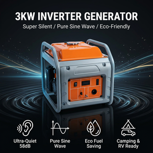 Générateur d'essence portable léger à technologie stable 3kW 15L 95% d'efficacité 4 temps refroidi par air pour usage domestique IG-BZK-3kw - Product Image 1