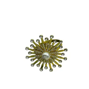 ZK230280 Dropshipping cincin serbet berlian imitasi mutiara bunga emas untuk pernikahan Thanksgiving Natal aksesori meja makan