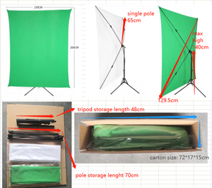 Màu xanh lá cây Màn hình <span class=keywords><strong>Backdrop</strong></span> Kit với đứng 5ft x 6.5ft màu xanh lá cây <span class=keywords><strong>Backdrop</strong></span> đứng với x-hình dạng nền hỗ trợ đứng cho streaming video - Product Image 5