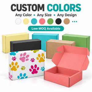 Boîte d'expédition en carton ondulé personnalisée imprimée en couleur, emballage cadeau pour animaux de compagnie e-commerce, emballage plat pour économiser sur les frais de transport, fabrication directe - Product Image 2