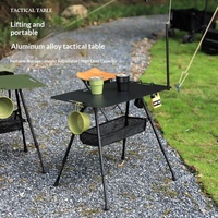 Table de camping pliante tactique en aluminium sur mesure OEM, hauteur réglable, mobilier d'extérieur pour pique-nique, barbecue, randonnée, plage