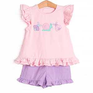 Conjunto de Falda y Blusa sin Mangas para Niña, Diseño Personalizado GSD3764, Estampado de Osito y Flores Rosas, Venta al Por Mayor - Product Image 3