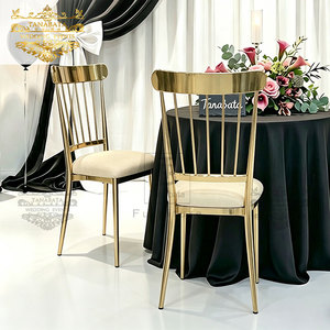 Chaises de banquet de mariage modernes les plus vendues, avec cadre en métal <span class=keywords><strong>doré</strong></span> et revêtement en velours blanc, pour événements - Product Image 4