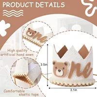 Chapeau d'anniversaire couronne ours en peluche pour le premier anniversaire de bébé, idéal pour les fournitures de fête