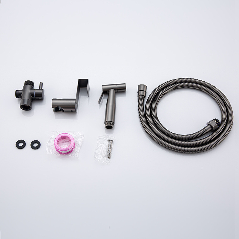 304 Stainless Steel Gray Bidet Sprayer High Pressure Bathroom Cleaning Kit Handheld Durable with Hose and Holder EU CE Certified