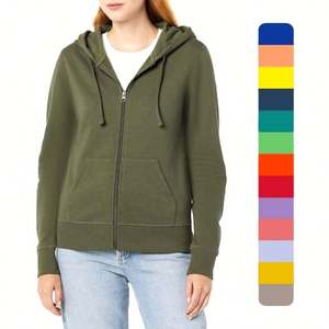 Fabricant 400g 100 coton épais imprimé chaud fermeture éclair Boxy fermeture éclair blanc épais sweats à capuche pour femmes vêtements - Product Image 1