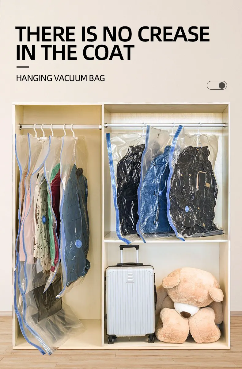 Hanging Vacuum Space Saver Bags For Clothes Quilt Moisture-proof Dust Cover Organizer Compression Bag