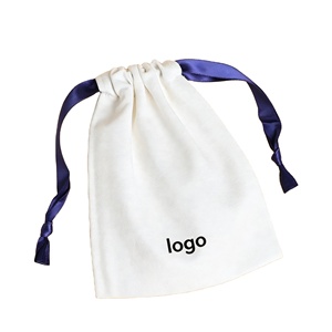 Wholesale Promotional Organic Cotton Drawstring Jewelry Pouch with Screen Printed Logo - Product Image 1