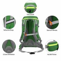 Sac à dos de montagne personnalisé 45L en nylon imperméable avec fermeture éclair, housse de pluie et ajustement réglable pour le voyage et la randonnée
