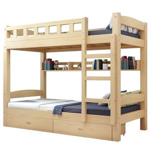 Cama litera de madera maciza con barandillas, doble cajón y estantería para dormitorio infantil. - Product Image 5