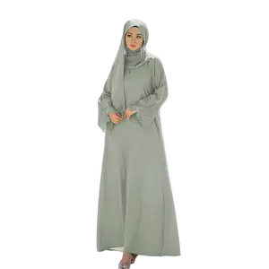 Roupas de manga longa para mulheres abaya, roupa islâmica islâmica malaia com babado bordado respirável, da Indonésia