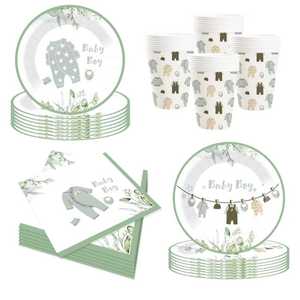 DAMAI - Vajilla Desechable para Fiesta de Revelación de Género de Bebé, Platos y Servilletas de Papel con Diseño de Equipo de Niño, Decoraciones para Baby Shower para 8 Invitados - Product Image 4