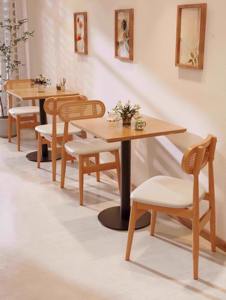 <span class=keywords><strong>Chaise</strong></span> de table de café de Style crémeux combinaison Dessert pain au four gâteau lait thé boutique négociation <span class=keywords><strong>chaise</strong></span> décontractée en bois massif - Product Image 6