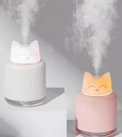 Humidificateur ultrasonique en forme de chat, aromathérapie, veilleuse d'ambiance, adapté à la voiture, pour bureau, hydratant, silencieux, tendance, mignon