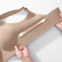 Soutien-gorge push-up sans armatures en dentelle pour femme, 5 rangées de 4 agrafes, couvrance totale, bretelles réglables, respirant, lavable en machine