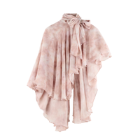 2027 Blouse pour femme en mousseline de soie fluide, style cape, à bretelles croisées, tie-dye aquarelle, avec nœud au dos, à volants, coupe courte et découpes, pour soirées, fêtes et vacances