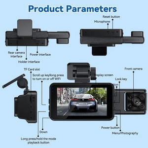 Nuova Dashcam con Schermo IPS da 3 Pollici e Telecamere Auto Anteriore e Posteriore Grandangolari a 360 Gradi con Obiettivo 3.0 a Sinistra per Visione Notturna - Product Image 3