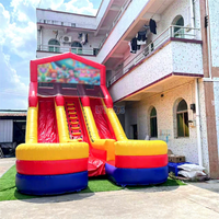 Toboggan Gonflable Thème Dessin Animé, Structure de Jeux à 2 Voies avec Échelle d'Accès, Toboggan Commercial Robuste en PVC pour Enfants à Louer