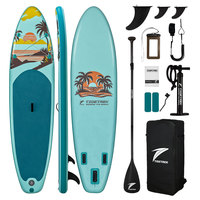 Planche de SUP gonflable personnalisée en PVC pour les eaux océaniques, système à 3 ailerons, leash pour aileron, pompe manuelle, sac à dos