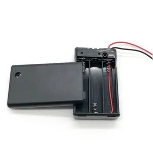 ABS Housing 4.5v 3 AAA Battery Holder with Switch, Cover and Lead Wires