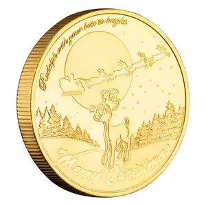 Berlapis emas Santa Claus berharap koin peringatan Selamat Natal hadiah untuk anak-anak peringatan koin Selamat Tahun Baru