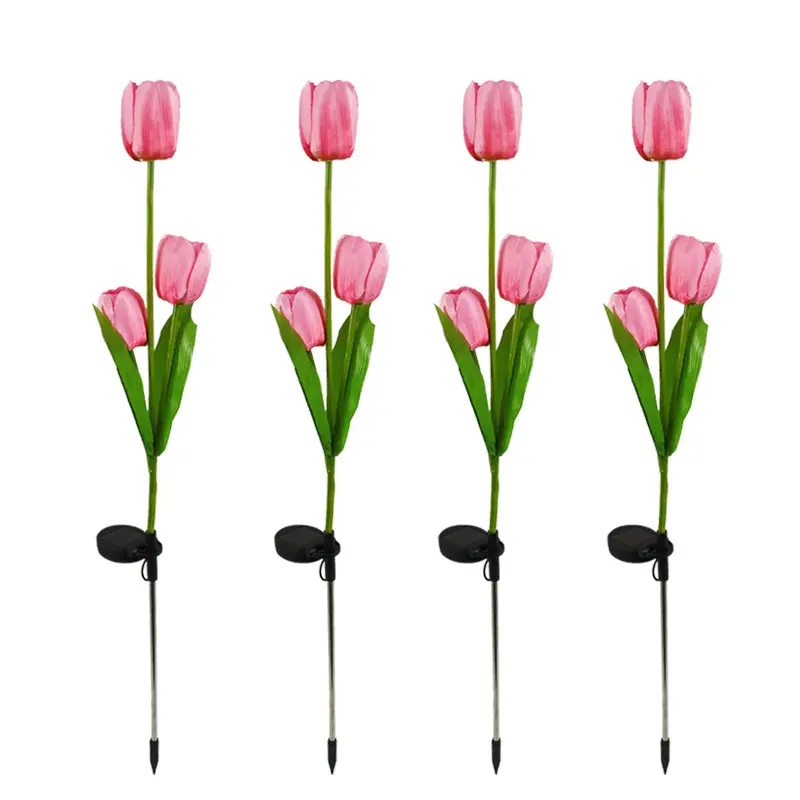 Sun flower Rose Waterproof Energy Outdoor Garden Decoration Plant Artificial Flower Tulip With Solar Power Lights Led Stake Lamp