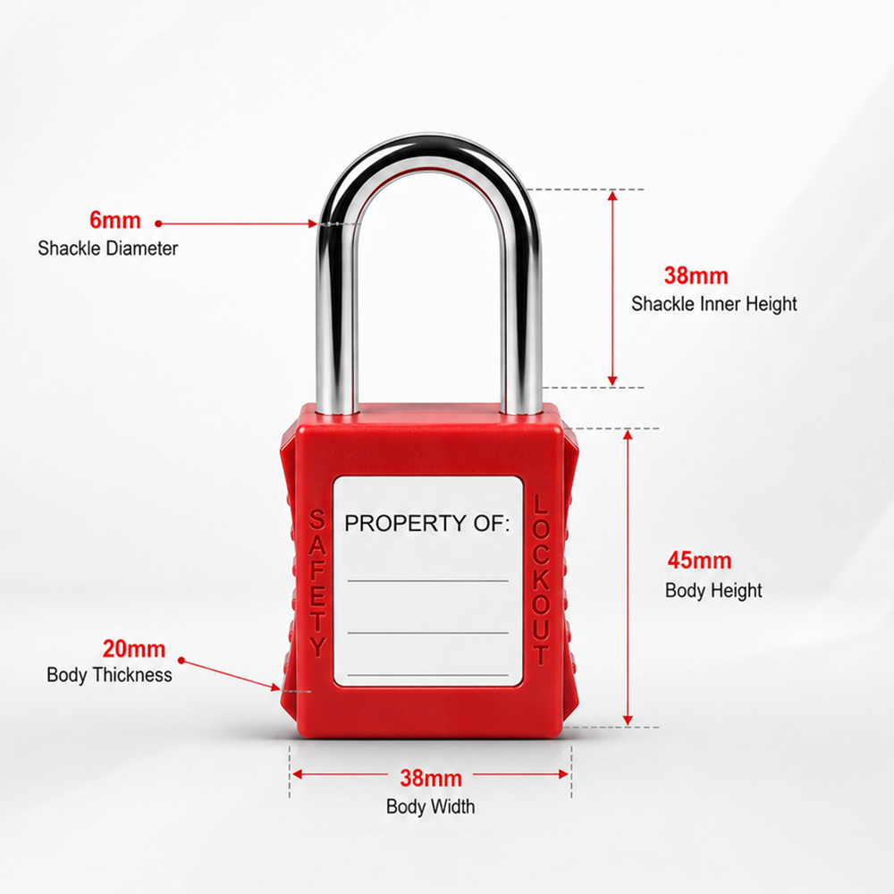 38mm Safety Padlock LOTO Lockout Nylon ABS Plastic Body Steel Shackle Keyed Differently Industrial Electrical Lock CE · image 2