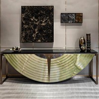 Table console de luxe au design rétro italien - sur mesure - pour mobilier de villa, marbre, entrée haut de gamme dans le salon