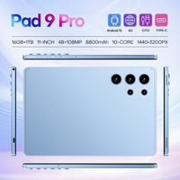 Nueva Tablet PC Pad9 Pro de 11 Pulgadas, 16 GB de RAM, 5G, Pantalla Capacitiva, Wi-Fi, GPS, Tablet Android para Entretenimiento y Servicios Empresariales