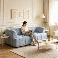 Canapé sectionnel compressé de taille personnalisable avec tissu en velours côtelé, canapé compressé en boîte
