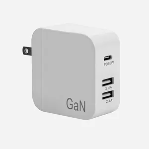 Nuova tecnologia GaN usbc stazione di ricarica slim PD3.0 QC3.0 4.0 65W caricatore GaN a 3 porte per Laptop MacBook Xiaomi per iPad iPhone