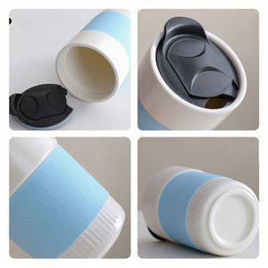 Custom logo Festival Business Gift <b>Box</b> Set 450ml Silicone Sleeve Ceramic <b>Double</b> <b>Wall</b> Insulated Travel Coffee Cup with Slider Lid - Product Image 4