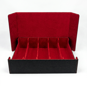 Pu Leather Card Game Storage <b>Box</b> With 4 Rows Red Interior <b>Large</b> Capacity <b>Gift</b> <b>Box</b> For Cards - Product Image 1