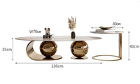Table basse de salon moderne Simple de luxe en acier inoxydable, grande et petite Table d'appoint ronde