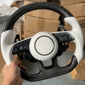 Avec bouton de démarrage <span class=keywords><strong>S</strong></span>-<span class=keywords><strong>Line</strong></span> Demi-volant en cuir de carbone pour <span class=keywords><strong>Audi</strong></span> Q8 SQ8 A3 A4 B9 A5 B8 A6 C7 A7 S3 S4 RS3 RS5 RS7 RS6 C8 - Product Image 5