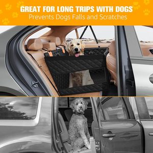 Housse de siège de voiture pour animaux de compagnie pliable et imperméable, très vendue, avec 3 fenêtres en maille respirante - Product Image 2