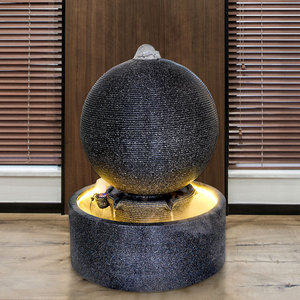 Fontaine à eau en résine peinte à la main avec lotus et poissons, décoration intérieure, cadeau pour la maison ou le bureau, artisanat artistique - Product Image 3