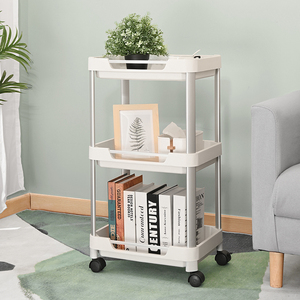 OEM/ODM 3 Layer Utility Cart Mobile Small Rolling Storage Trolley 3 Tier Plastic Basket Food Rolling Storage Rack