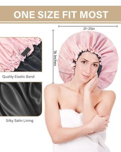 <span class=keywords><strong>Bonnet</strong></span> de douche <span class=keywords><strong>personnalisé</strong></span> imperméable en promotion Jumbo réutilisable Extra Large <span class=keywords><strong>bonnet</strong></span> de <span class=keywords><strong>bain</strong></span> doublé soyeux - Product Image 4