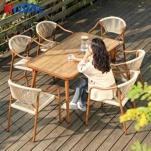Garden Terrace HPL <span class=keywords><strong>Panel</strong></span> Table Set Patio Balcón PE Rattan Sillas de comedor y mesa al aire libre Muebles súper duraderos - Product Image 2