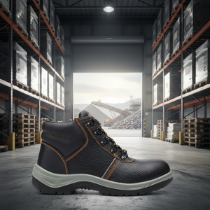 Chaussures de travail en cuir véritable imperméables et antidérapantes pour hommes, chaussures de sécurité à embout d'acier pour les chantiers de construction et de bâtiment - Product Image 4