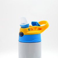 Bouteille d'eau pour enfants 12oz, 30 pièces/carton, en acier inoxydable, avec couvercles colorés et système de bouchon à clapet, expédition rapide depuis l'entrepôt américain.