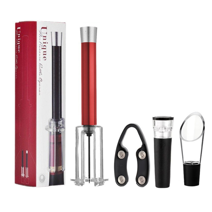 Boîte de couleur - nouveau bouchon à vin à pression d'air et à vide en aluminium rouge, lot de 4