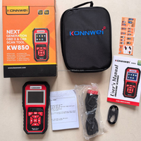 Escáner de Códigos de Vehículos Universal Portátil Konnwei KW850 Profesional OBD2, Lector de Códigos con LED, 1 Año de Garantía, Color Rojo para Equipos