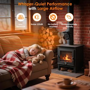[En gros] Ventilateur <span class=keywords><strong>de</strong></span> poêle auto-alimenté à 5 pales en acier inoxydable durable pour poêle à granulés - Product Image 5