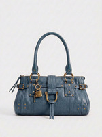 Sac à main en PU grande capacité pour femme, style Millennial, sac à bandoulière, nouvelle collection 2026, sac fourre-tout tendance transfrontalier avec rivets et fermoir, à porter sous le bras