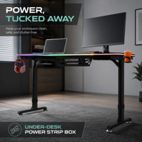 Bureau de jeu en bois AOR avec éclairage RGB, porte-gobelet et support pour casque, modèle SF-A1, vente en gros usine