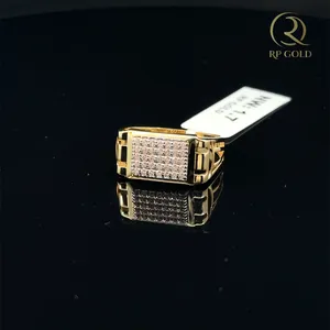 Stylish gold <b>ring</b> with sparkling stones bold rectangular design for <b>men</b> luxury statement jewelry perfect for parties weddings - Product Image 1