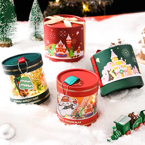 Impression de Noël personnalisée Cylindre vide Transparent Emballage de cadeau Boîtes décoratives Fleur Snacks Chocolat Boîte en PVC - Product Image 6